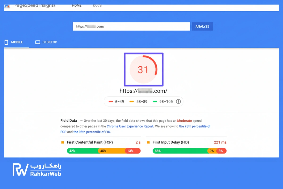 تست سرعت سایت با PageSpeed Insights